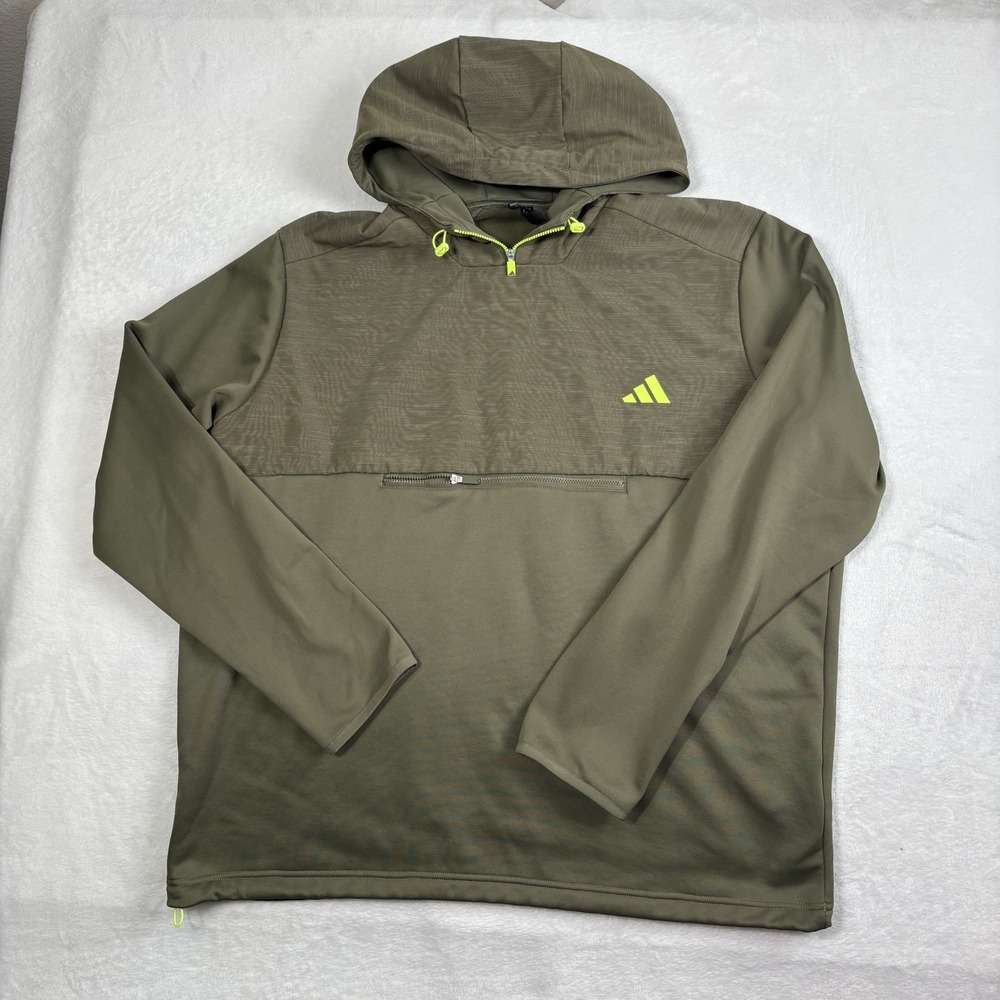 Adidas Pullover 1/4 Zip Long Sleeve Green Hoodie Men's 2XL‎